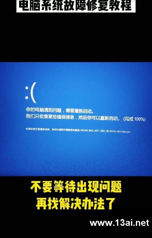 电脑系统蓝屏修复、无法进入、电脑系统修理
